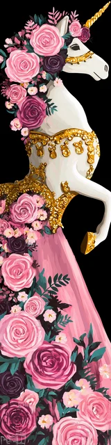 Free dragon bookmark featuring a unicorn with pink roses